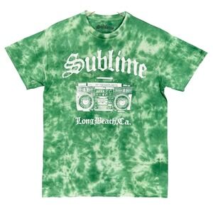 Sublime T Shirt Mens Medium Green Tie Dye Green‎ Boombox Long Beach CA Retro 90s